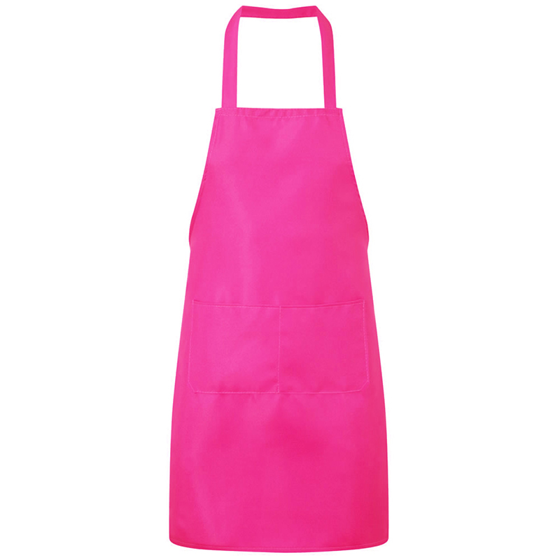 Plain Unisex Cooking Catering Work Apron Tabard with Twin Double Pocket - Rose Red