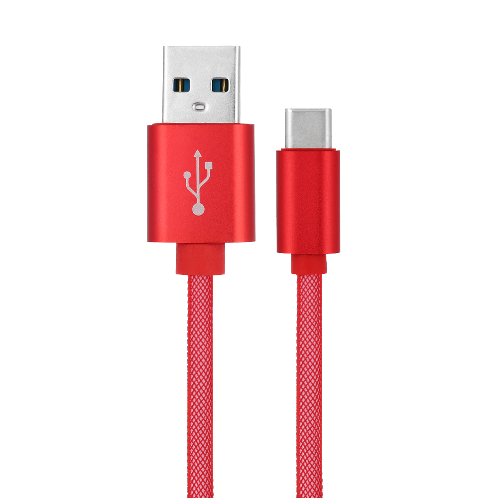 0.25M Type C USB 3.1 Fishing Net Braided Woven Charging Cable Charge Data Line - Red