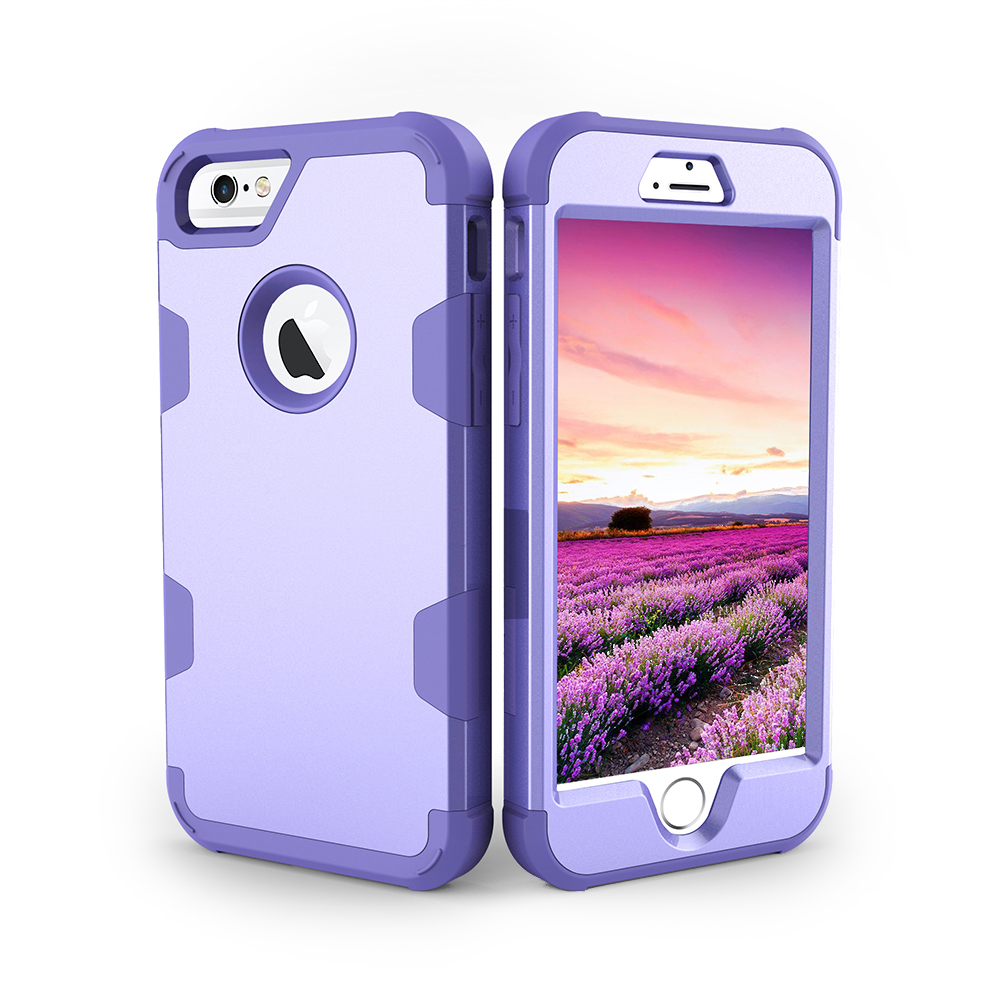 iPhone 6S TPU Bumper Shockproof Case PC Hard Back Protective Cover Shell - Purple