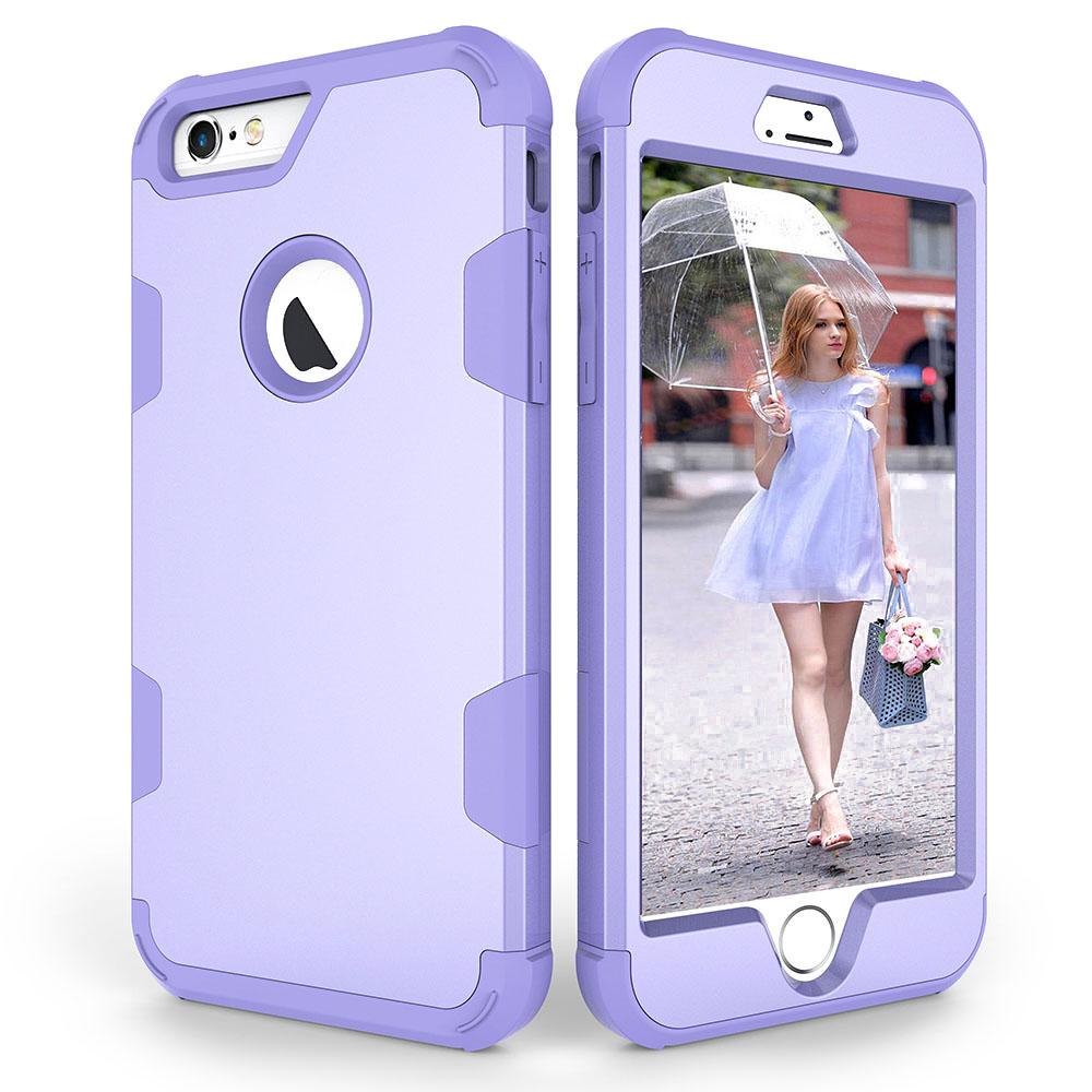 iPhone 6S Plus PC Hard Back TPU Bumper Shockproof Protective Case Cover Shell - Purple