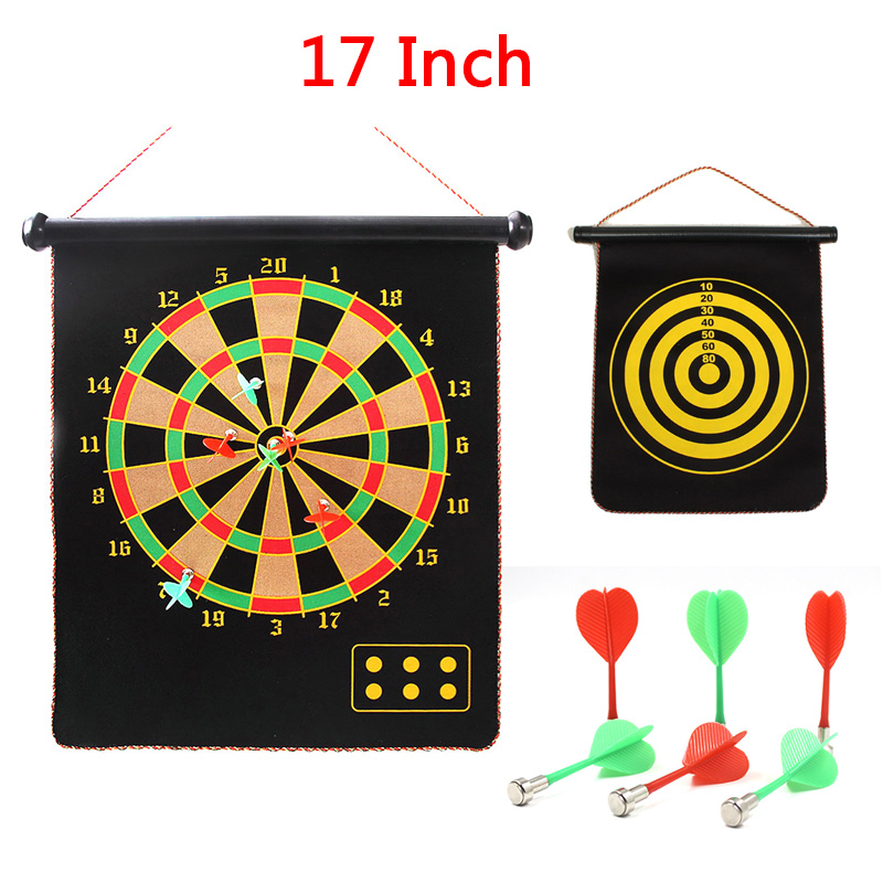 17 Inches Double-sided Safety Magnetic Dart Board Target Set Kids Offices Game with 6PCS Darts