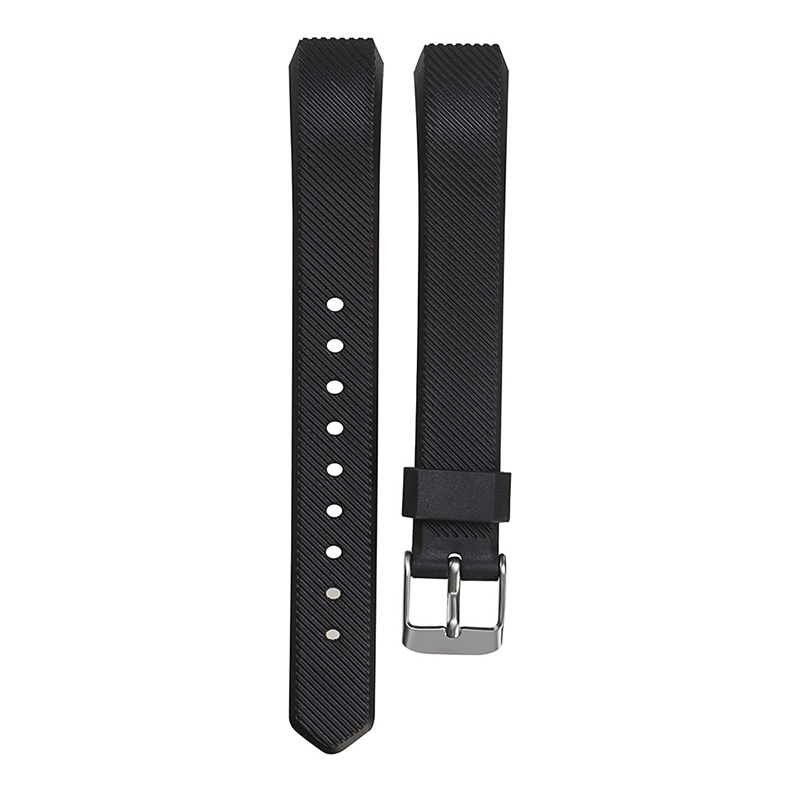 Replacement Silicone Watchband Soft TPU Adjustable Sports Watch Band Wrist Strap for Fitbit Alta HR Size L - Black
