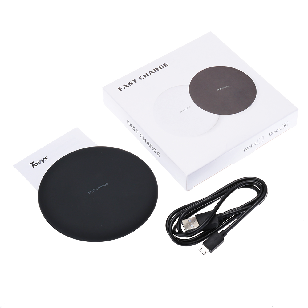 KC-N5 Qi Fast Wireless Charger Charging Dock Pad for iPhone X/8/8 Plus Samsung Galaxy S8/S7 - Black