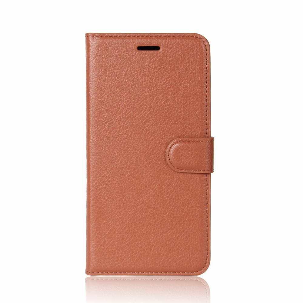 Litchi Texture PU Leather Flip Wallet Case Cover with Card Slots for Samsung Galaxy S9 - Brown