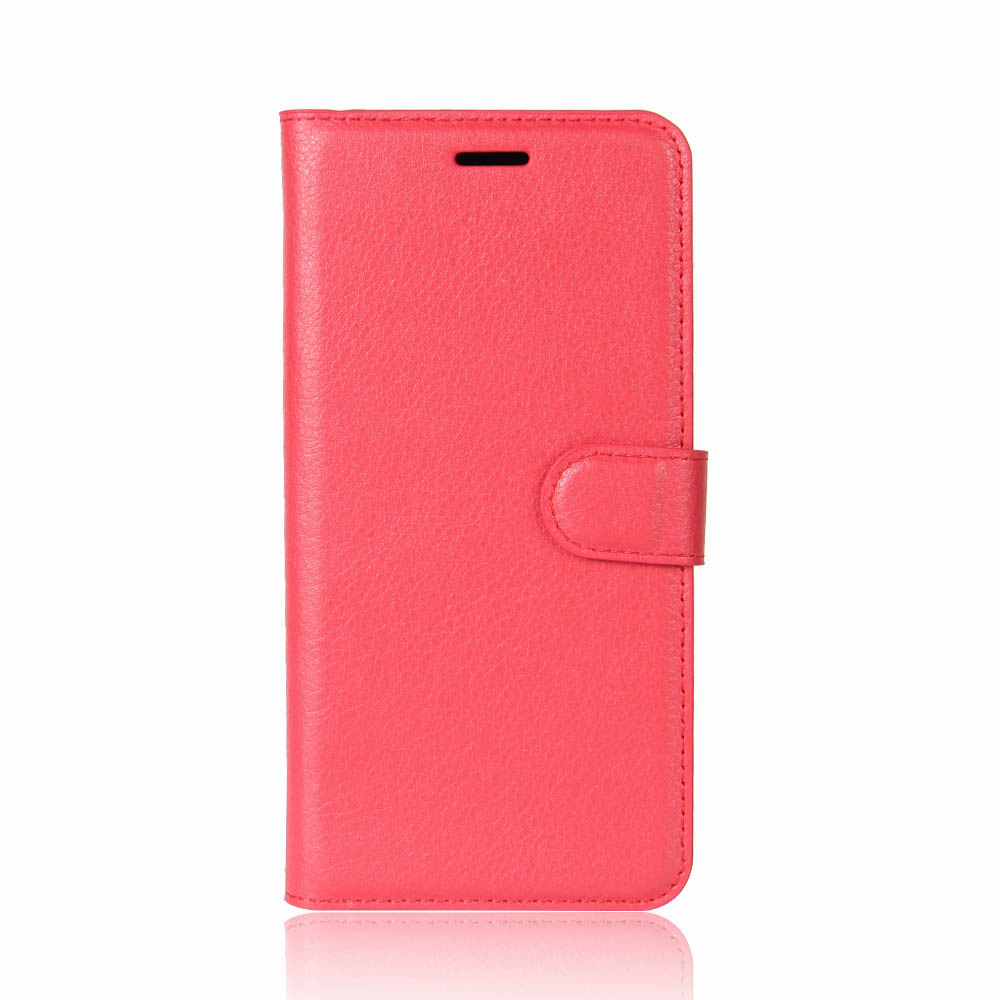 Litchi Texture PU Leather Flip Wallet Case Cover with Card Slots for Samsung Galaxy S9 - Red