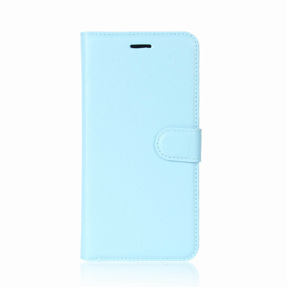 Litchi Texture PU Leather Flip Wallet Case Cover with Card Slots for Samsung Galaxy S9 - Blue