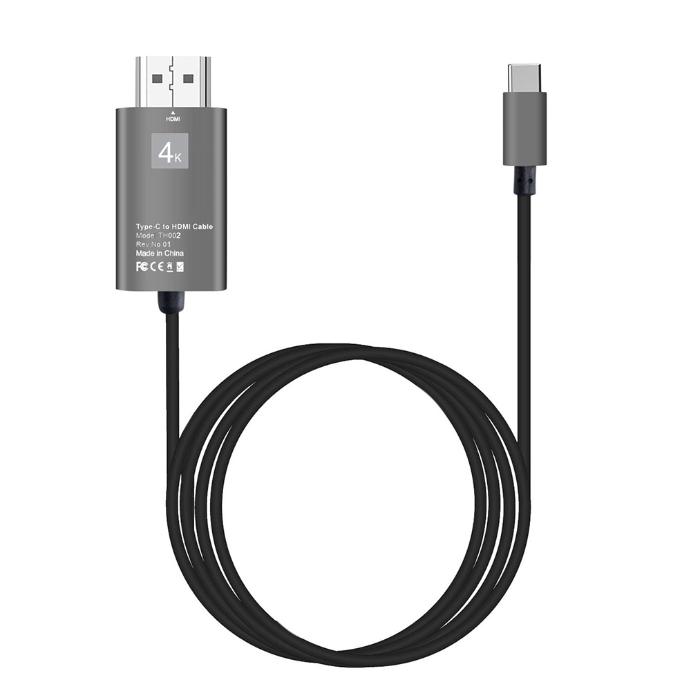 2M USB 3.1 Type C to HDMI HDTV 4K Adapter Cable for Samsung Note 8 S8 Macbook - Black