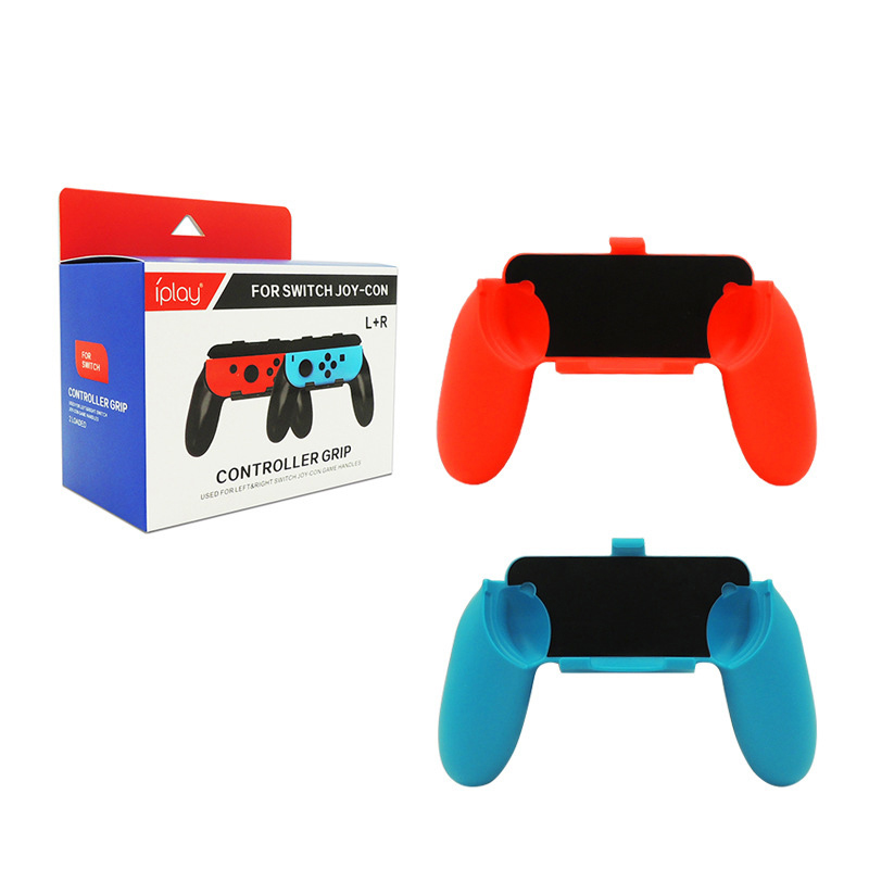 2PCS Nintendo Switch Joy Con Grip Wear Resistant Game Controller Handle Holder - Blue + Red