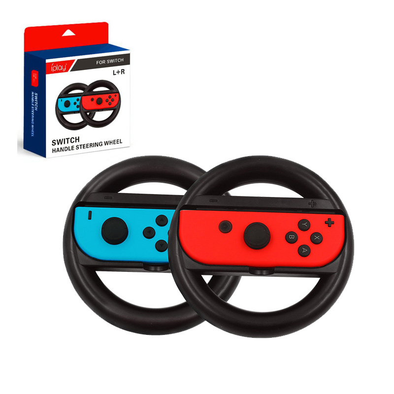 2PCS Steering Wheel Grip Handle Holder for Nintendo Switch Joy Con Controller - Black