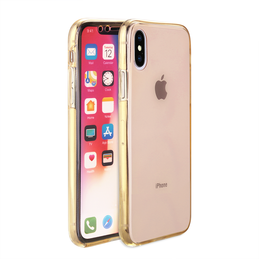 Slim Clear Soft TPU Silicone Gel Shockproof Case Back Cover Shell for iPhone X/XS - Golden