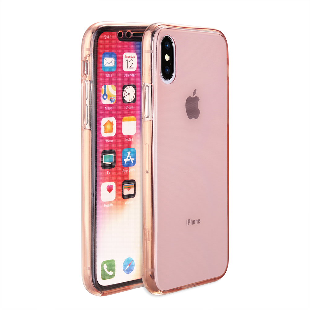 Slim Clear Soft TPU Silicone Gel Shockproof Case Back Cover Shell for iPhone X/XS - Rose Golden