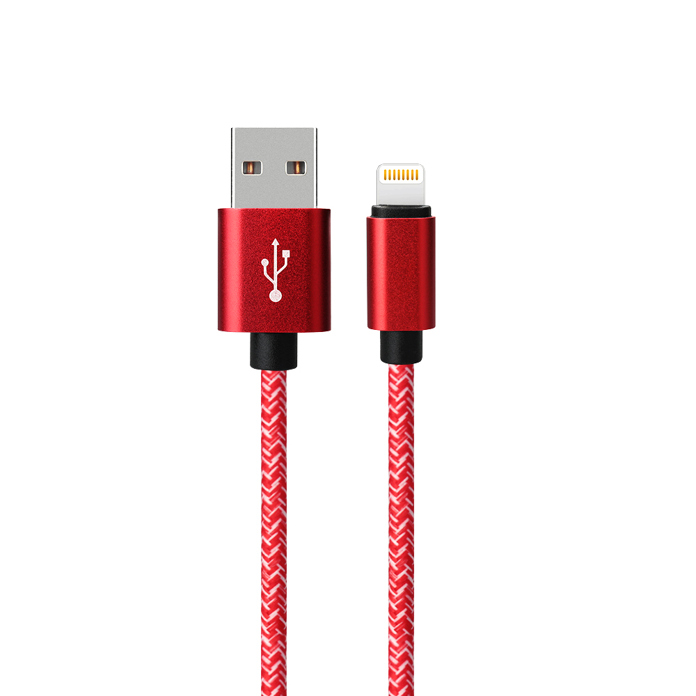 1M 8 pin USB Braided Data Charging Cable Cord for iPhone 7/8 - Red