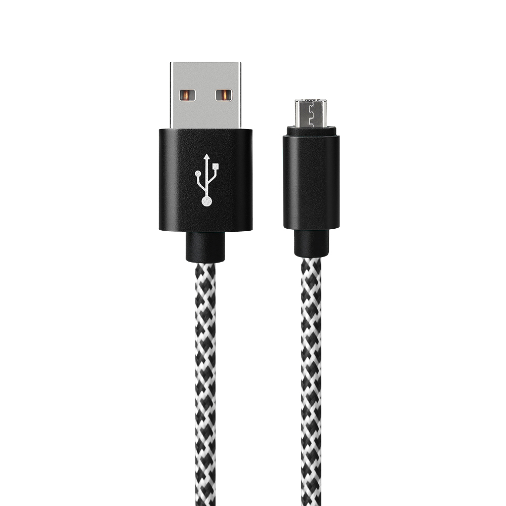 1M Micro USB Fashion Braided Charging Cable Wire for Android Phones - Black