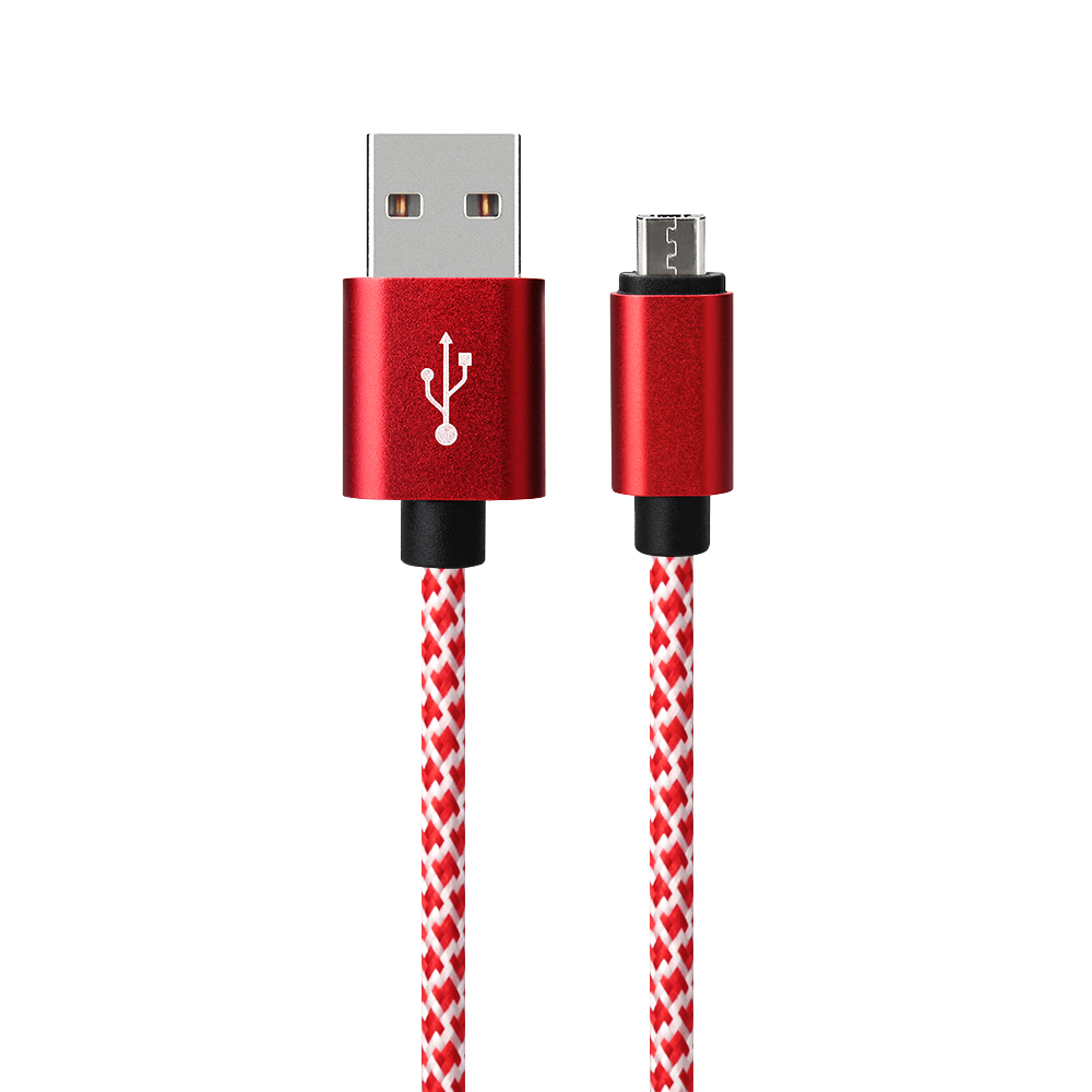 1M Micro USB Fashion Braided Charging Cable Wire for Android Phones - Red