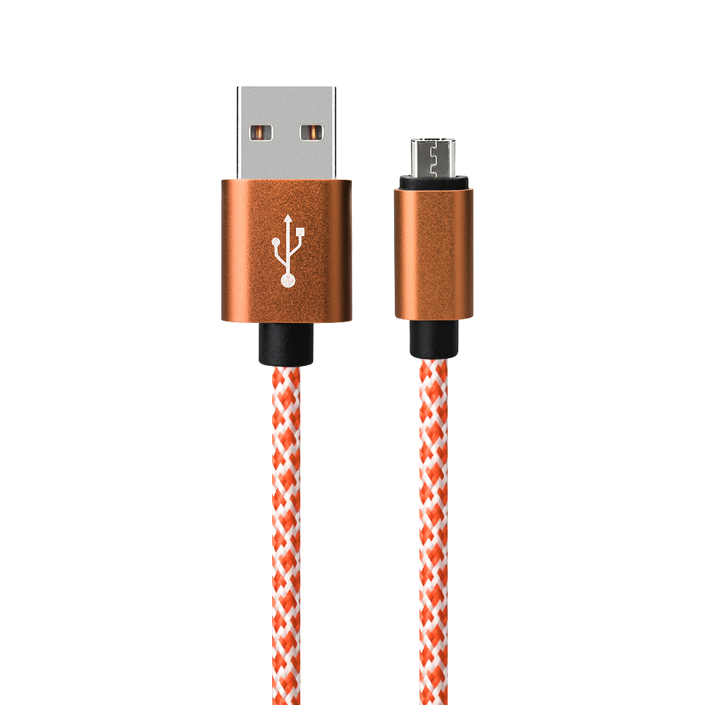 1M Micro USB Fashion Braided Charging Cable Wire for Android Phones - Orange
