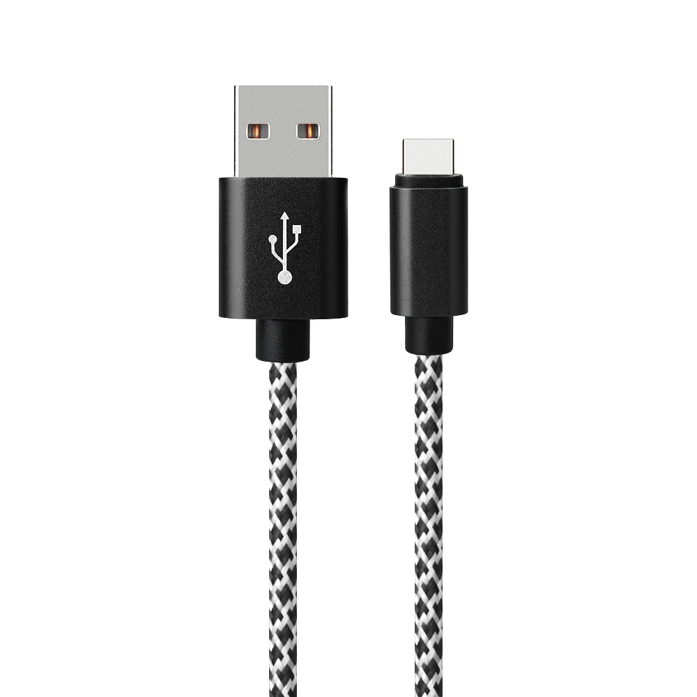 1M Type C USB 3.1 Fashion Braided Data Sync Charging Cable Cord - Black