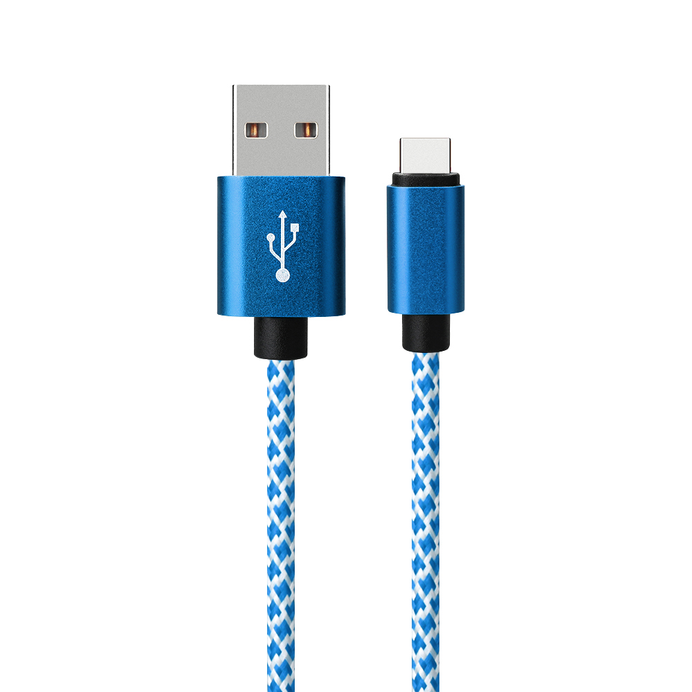 1M Type C USB 3.1 Fashion Braided Data Sync Charging Cable Cord - Blue