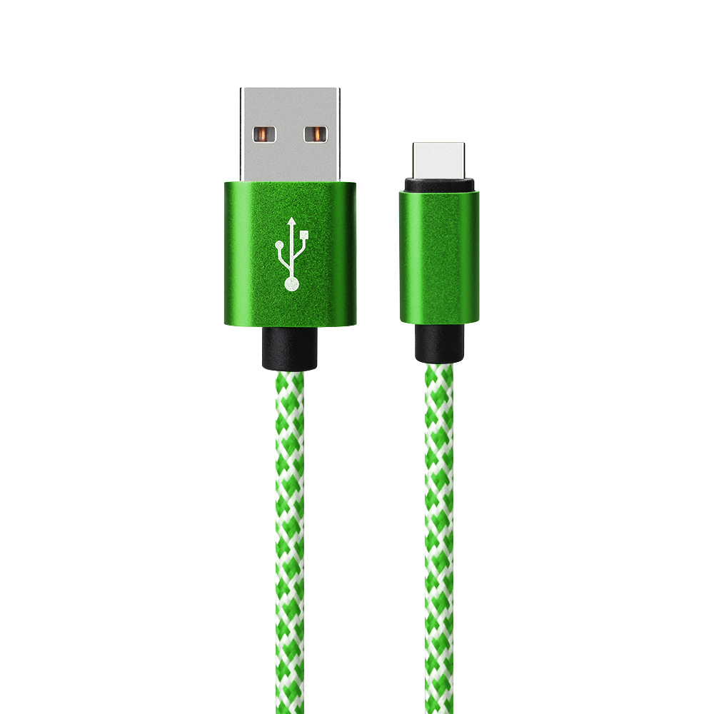 1M Type C USB 3.1 Fashion Braided Data Sync Charging Cable Cord - Green