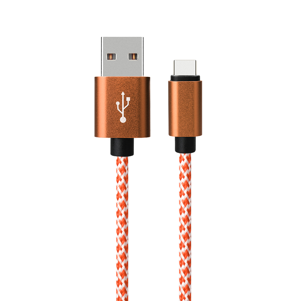 1M Type C USB 3.1 Fashion Braided Data Sync Charging Cable Cord - Orange