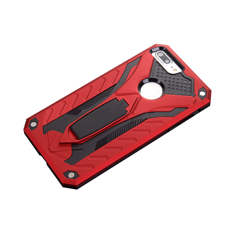 Armor Shockproof Hybrid Rugged Rubber Protective Hard Stand Case Cover for iPhone 7/8 Plus - Red