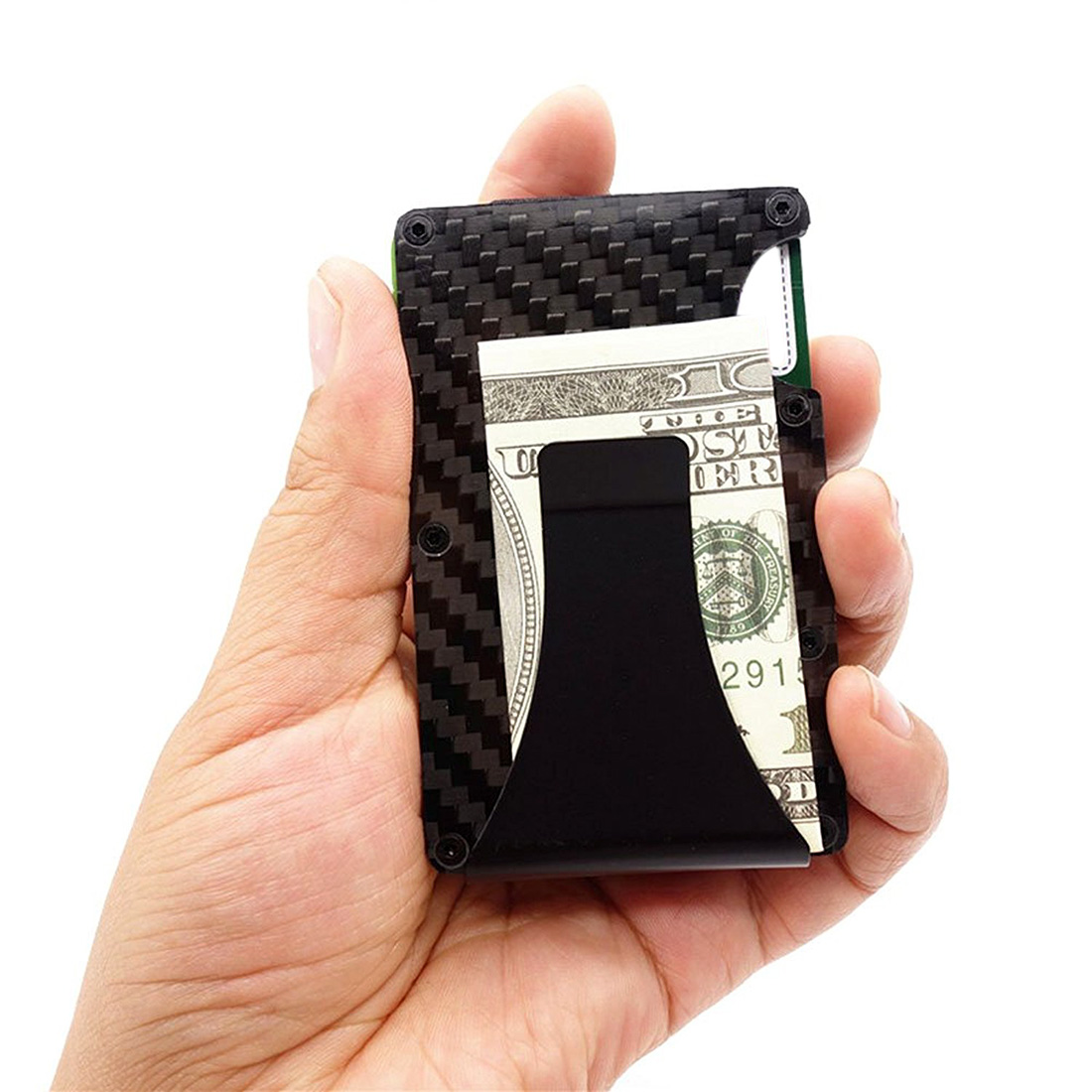 Carbon Fibre ID Wallet Money Clip Slim Mini Credit Card Holder