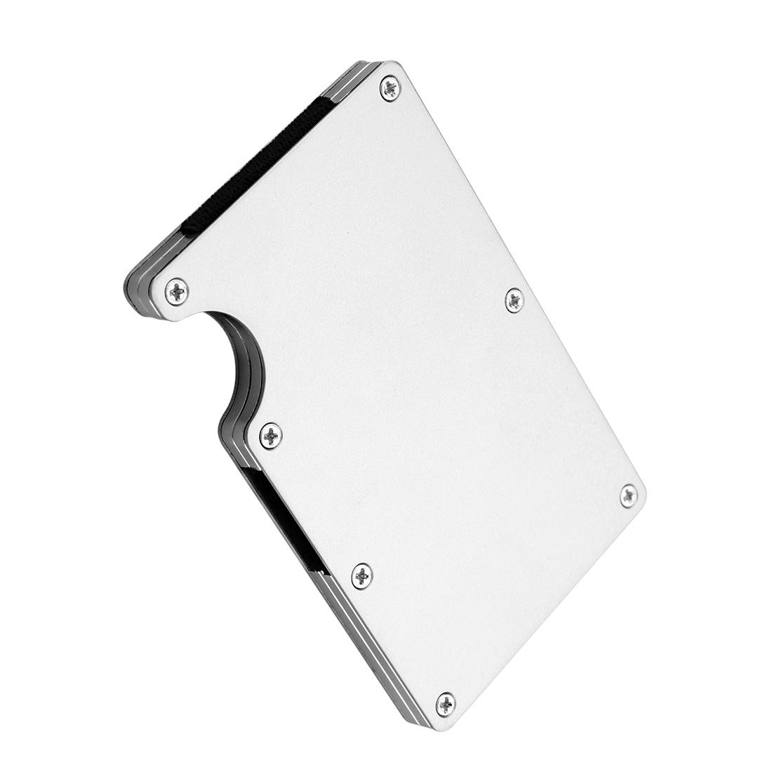 Slim Compact Aluminum Alloy Wallet Money Clip ID Credit Card Holder - Silver