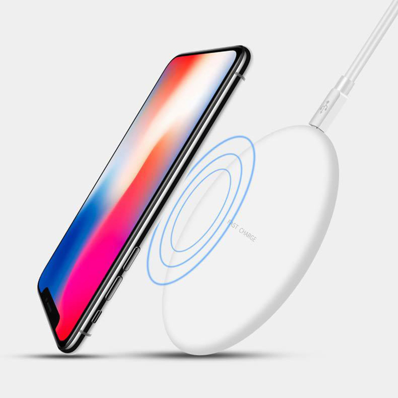 KC-N5 Qi Fast Wireless Charger Charging Dock Pad for iPhone X/8/8 Plus Samsung Galaxy S8/S7 - White