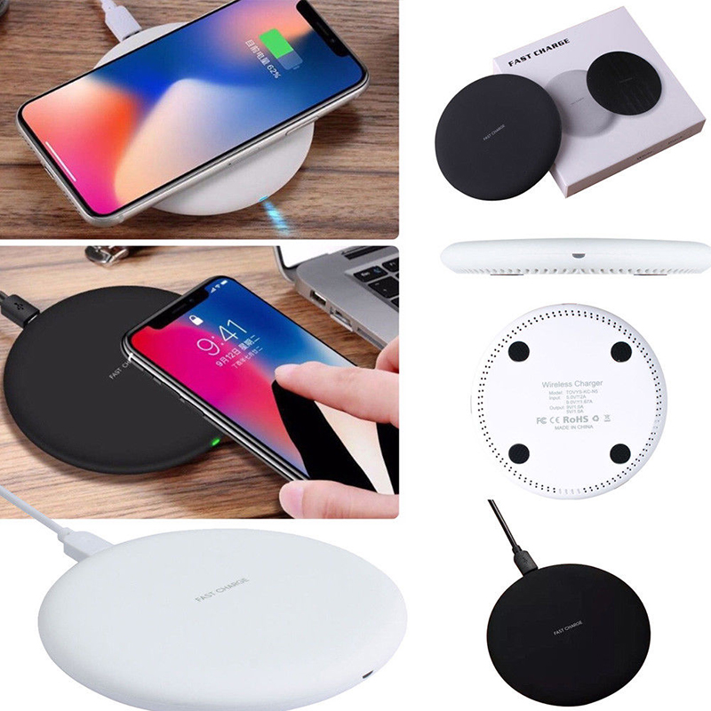 KC-N5 Qi Fast Wireless Charger Charging Dock Pad for iPhone X/8/8 Plus Samsung Galaxy S8/S7 - White