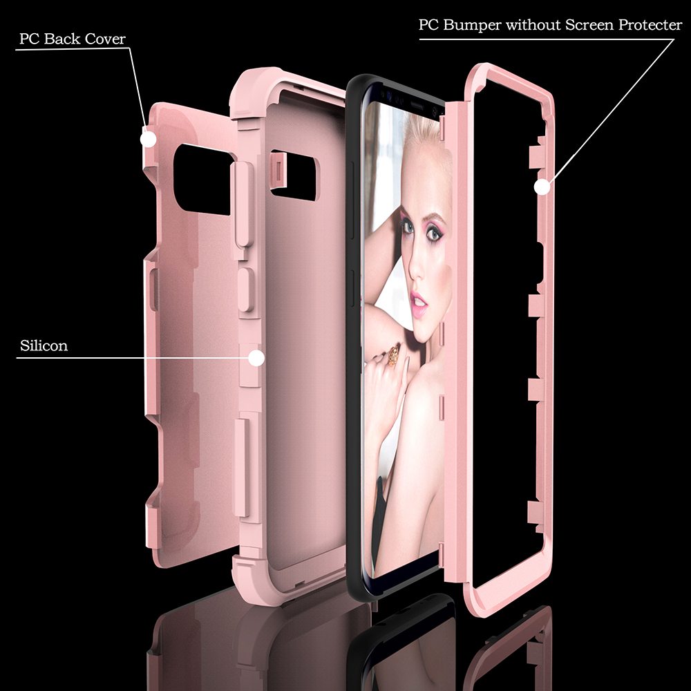 Heavy Duty Shockproof Case Slim PC+TPU Bumper Back Cover for Samsung S8 Plus - Rose Gold