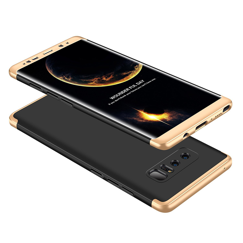 Ultra Slim Full Coverage PC Hard Protective Case Back Cover for Samsung Note 8 - Black + Gold