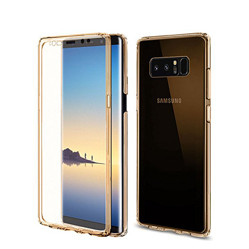 360 Degree Full Coverage Case Crystal Soft TPU Silicone Shockproof Cover for Samsung Note 8 - Gold