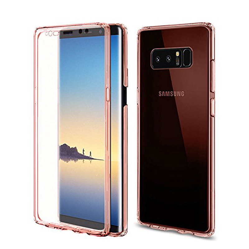 360 Degree Full Coverage Case Crystal Soft TPU Silicone Shockproof Cover for Samsung Note 8 - Rose Gold