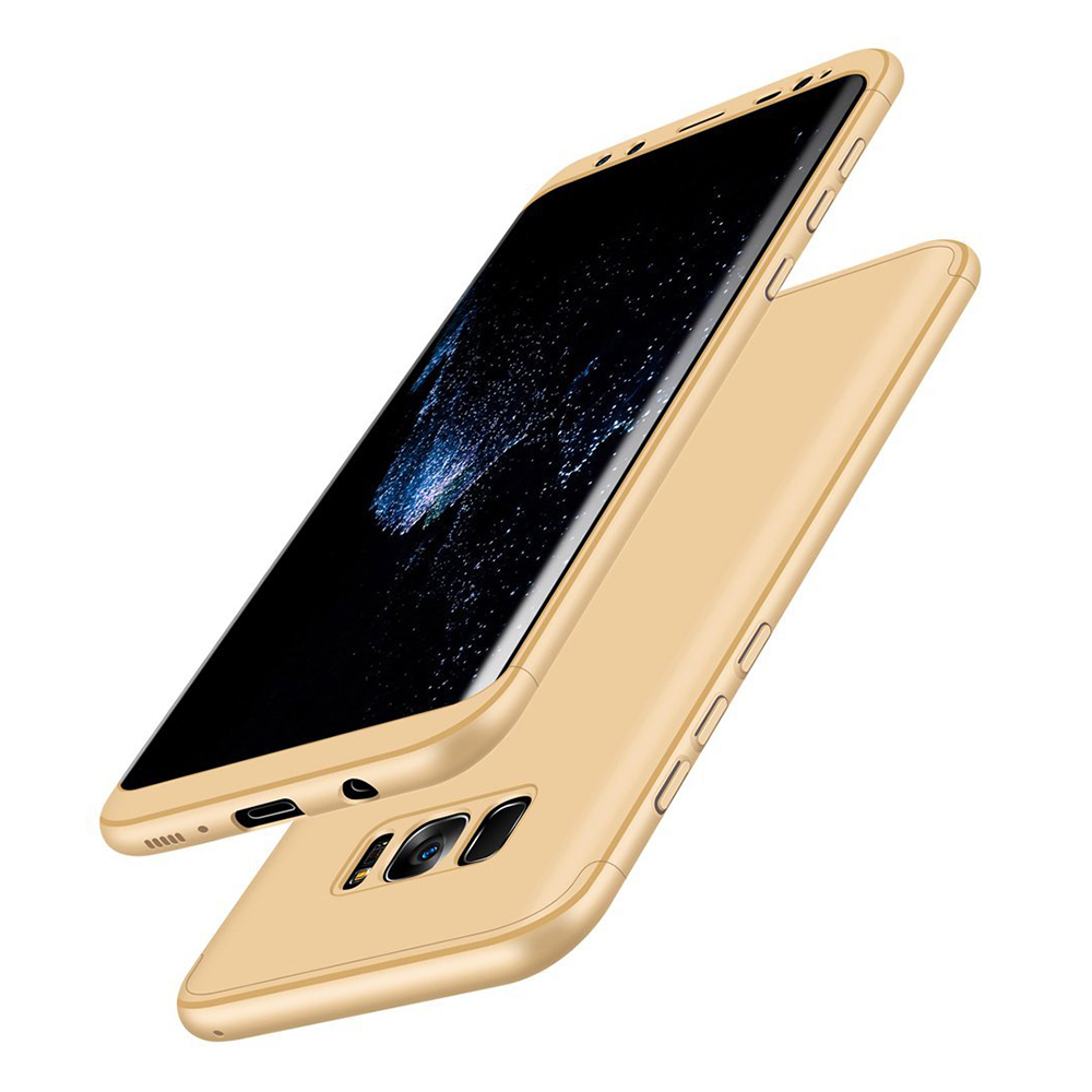 3 in 1 Ultra Slim Hard PC Full Body Shockproof Protective Case Back Cover for Samsung S8 - Gold