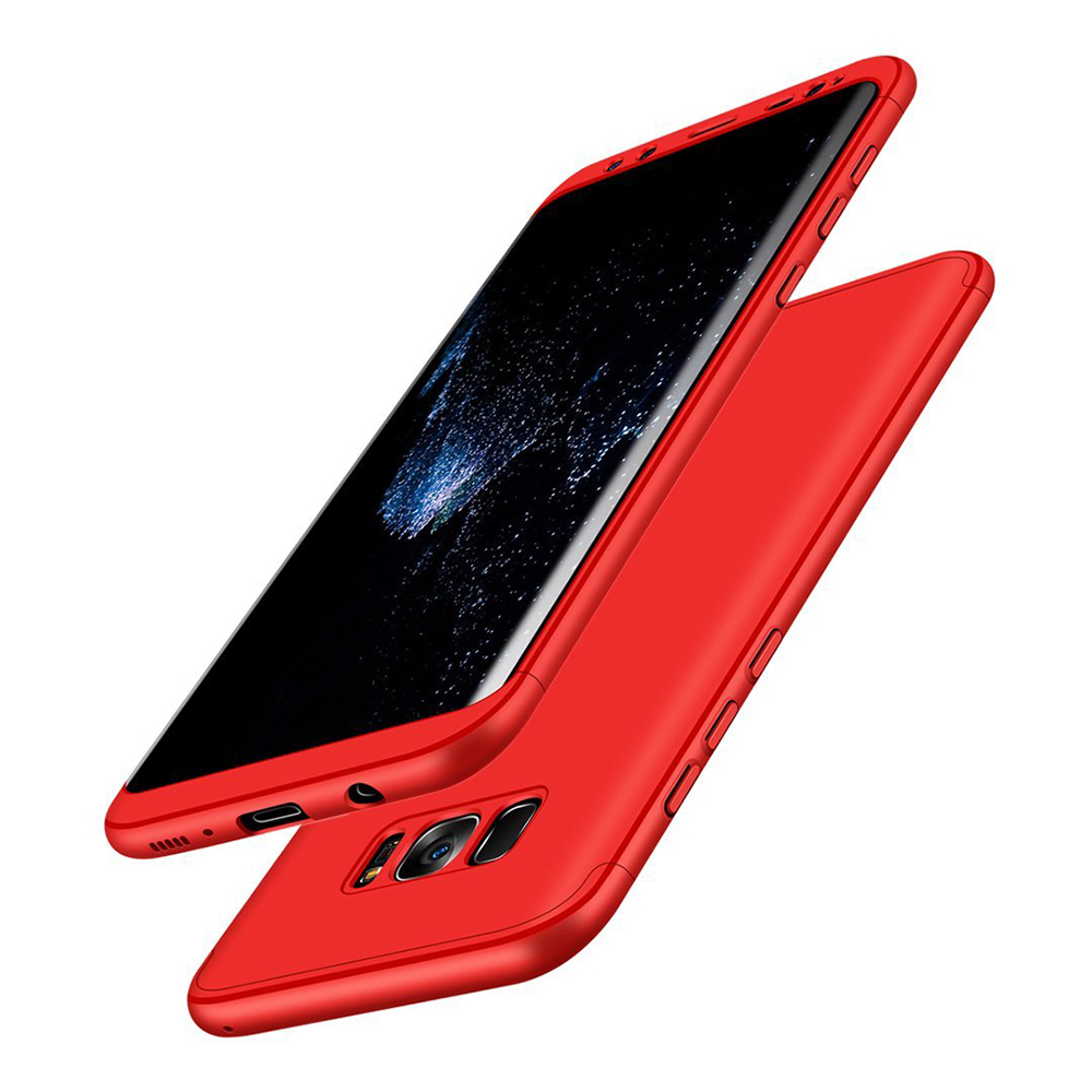3 in 1 Ultra Slim Hard PC Full Body Shockproof Protective Case Back Cover for Samsung S8 - Red