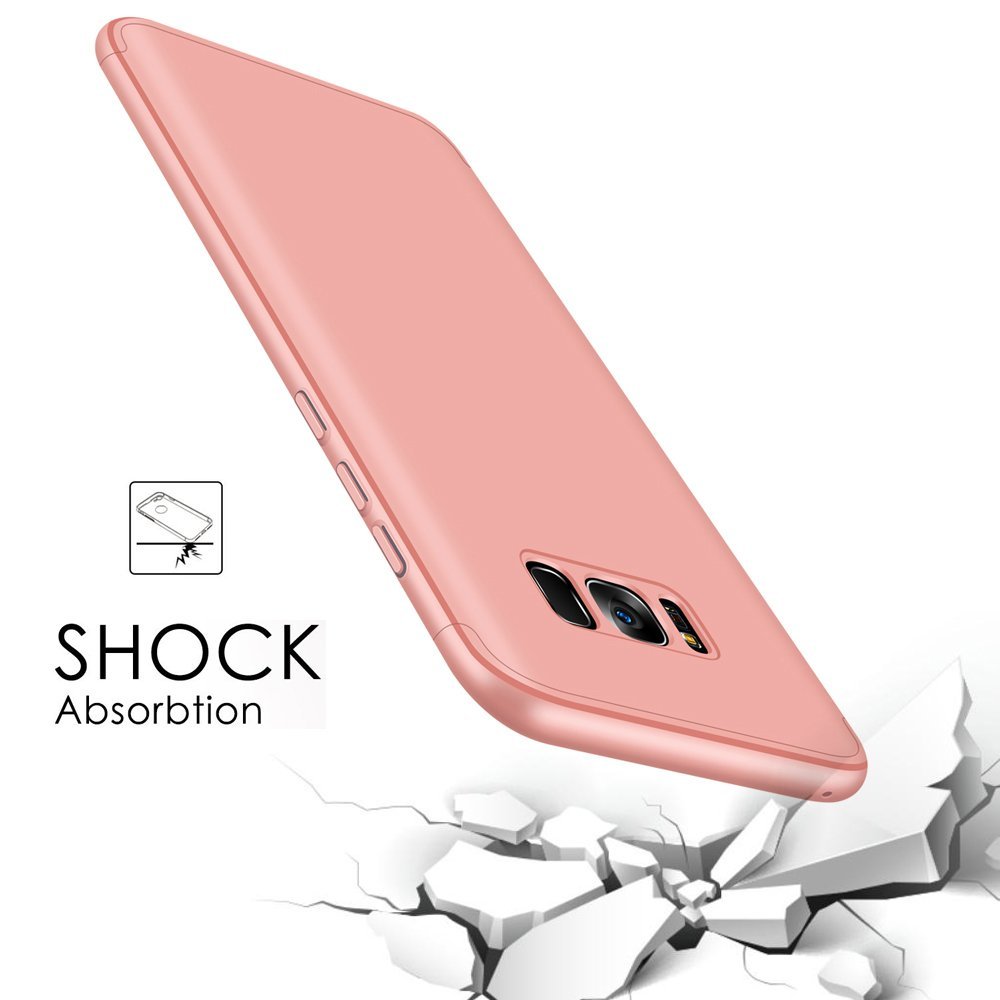 3 in 1 Ultra Slim Hard PC Full Body Shockproof Protective Case Back Cover for Samsung S8 - Rose Gold