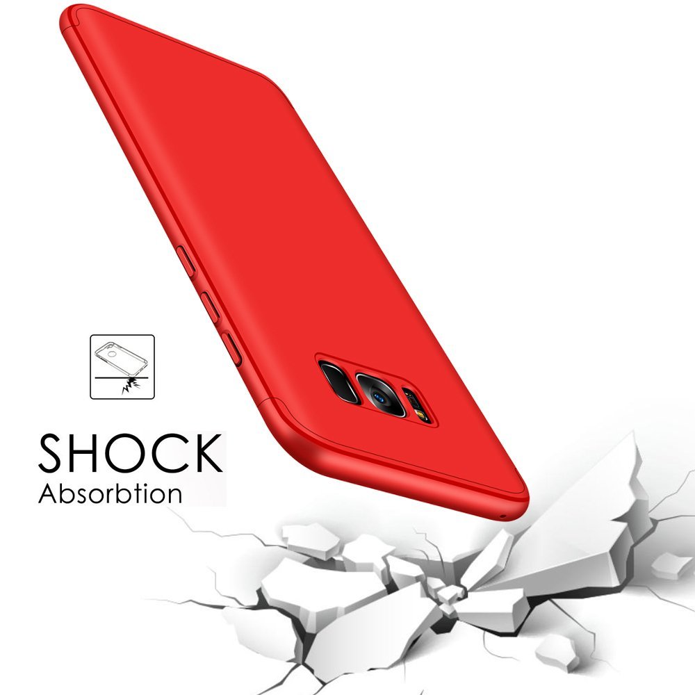 3 in 1 Full Body Shockproof Case Slim Hard PC Back Cover for Samsung S8 Plus - Red