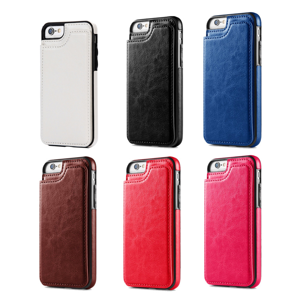 Luxury Flip Stand PU Leather Case Shockproof Magnetic Wallet Cover for iPhone 6/6S Plus - Red