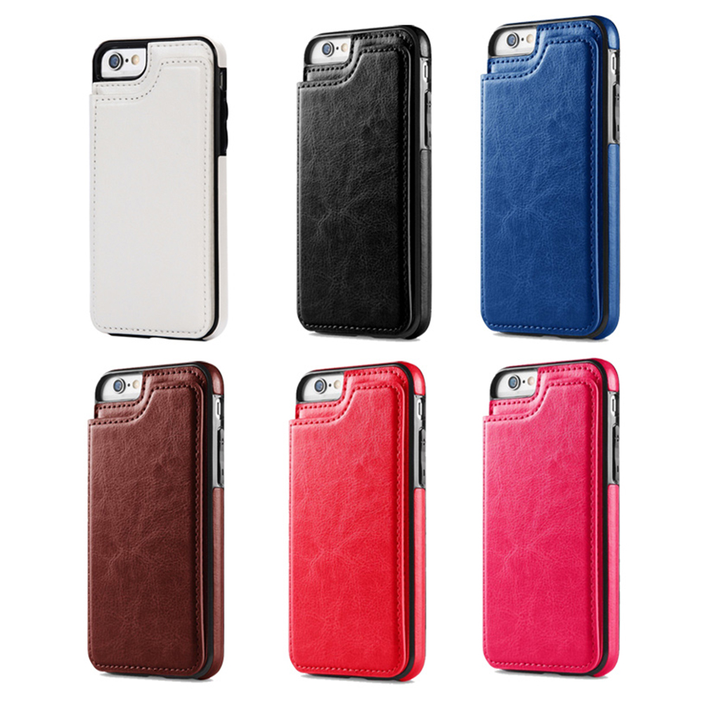 Luxury Flip Stand PU Leather Case Shockproof Magnetic Wallet Cover for iPhone 6/6S Plus - Rose Red