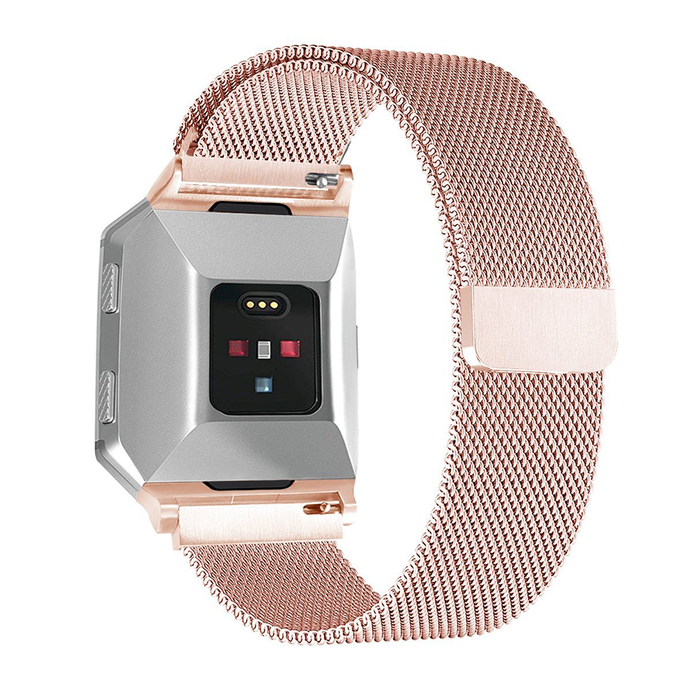 Milanese Stainless Steel Mesh Replacement Watchband Wrist Strap for Fitbit Ionic Size S - Rose Gold