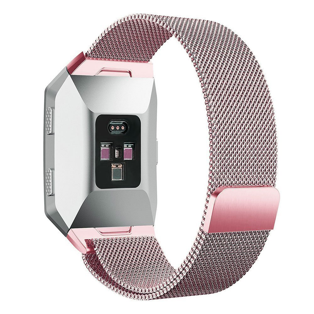 Milanese Stainless Steel Mesh Replacement Watchband Wrist Strap for Fitbit Ionic Size S - Rose Pink