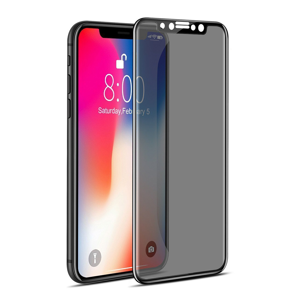 Full-screen Privacy Tempered Glass Screen Protector Guard for iPhone X/XS - Black