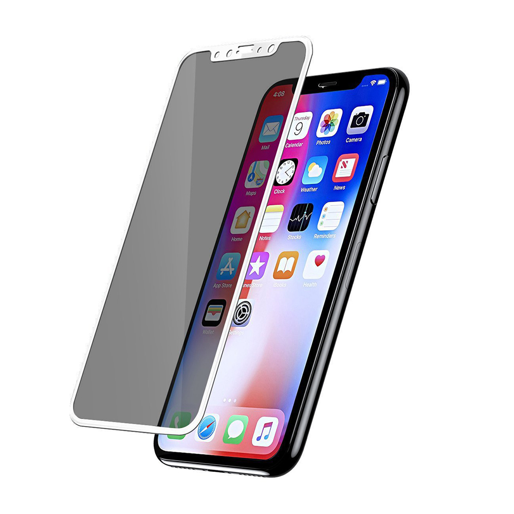 Full-screen Privacy Tempered Glass Screen Protector Guard for iPhone X/XS - White