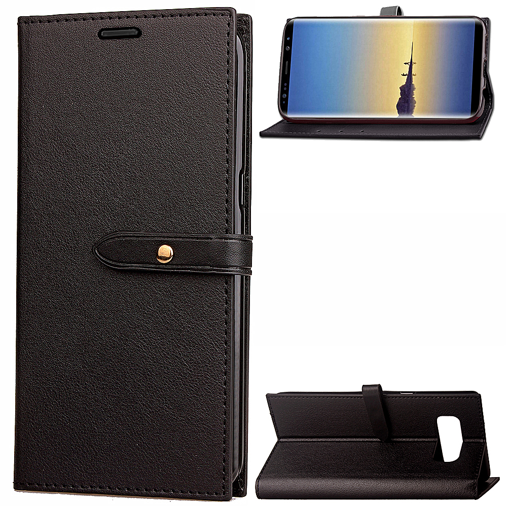 Samsung Note 8 Inner-TPU Shockproof PU leather Wallet Stand Case Cover with Card Slots - Black