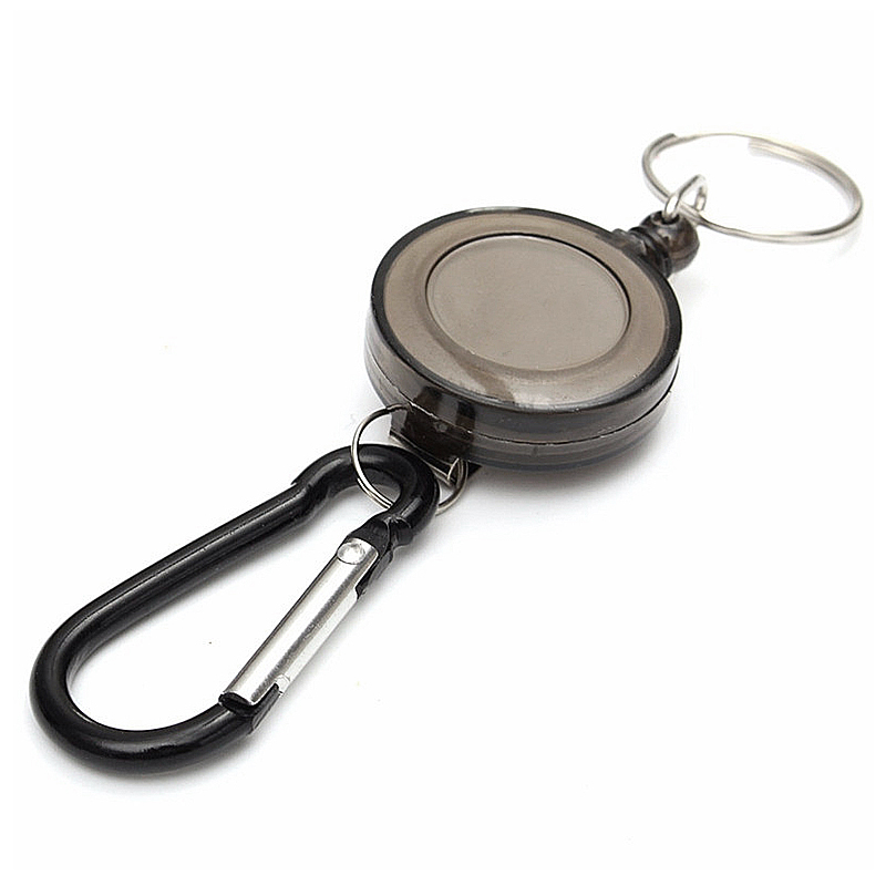 Retractable Keyring Plastic Flexible Pull Ring Key Chain - Black
