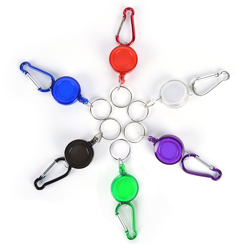 Retractable Keyring Plastic Flexible Pull Ring Key Chain - Purple