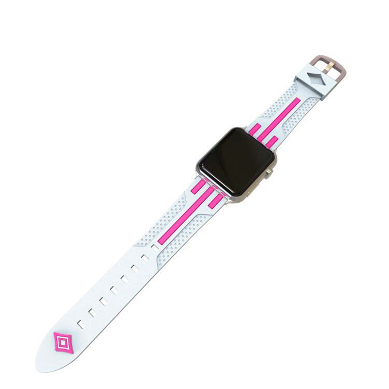 38mm Replacement Watch Band Breathable Silicone Wristband Strap for Apple Watch - White+Rose Red
