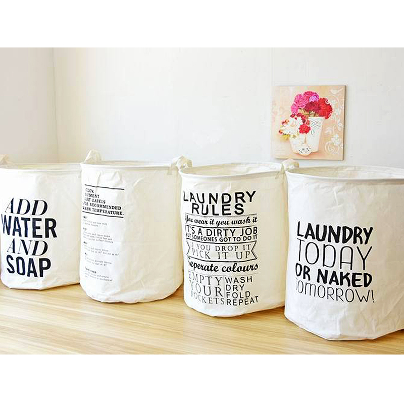 40x50CM Letter Printing Laundry Basket Foldable Large Storage Bins for Clothes Toys - LAUNDRY RULES