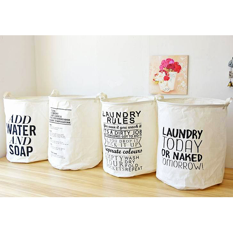40x50CM Letter Printing Laundry Basket Foldable Large Storage Bins for Clothes Toys - ADD WATER AND SOAP