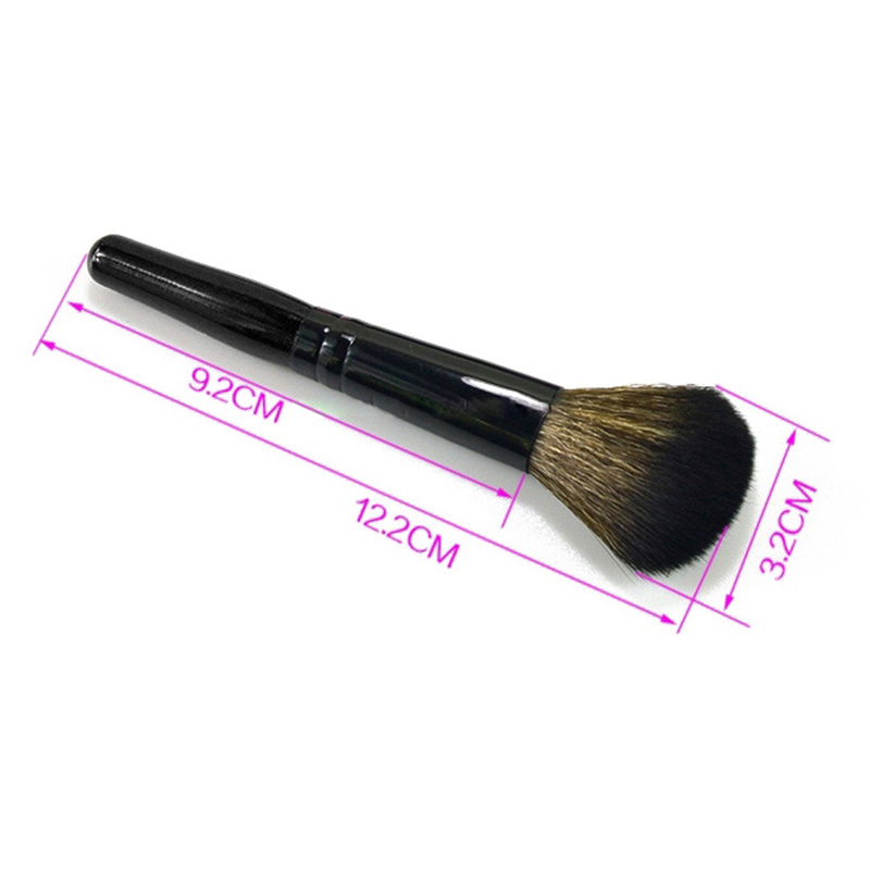 Soft Round Head Buffer Foundation Powder Blush Brush Makeup Tool with Wooden Handle - Black