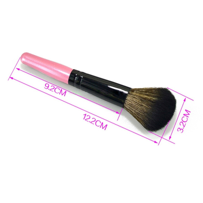 Soft Round Head Buffer Foundation Powder Blush Brush Makeup Tool with Wooden Handle - Pink
